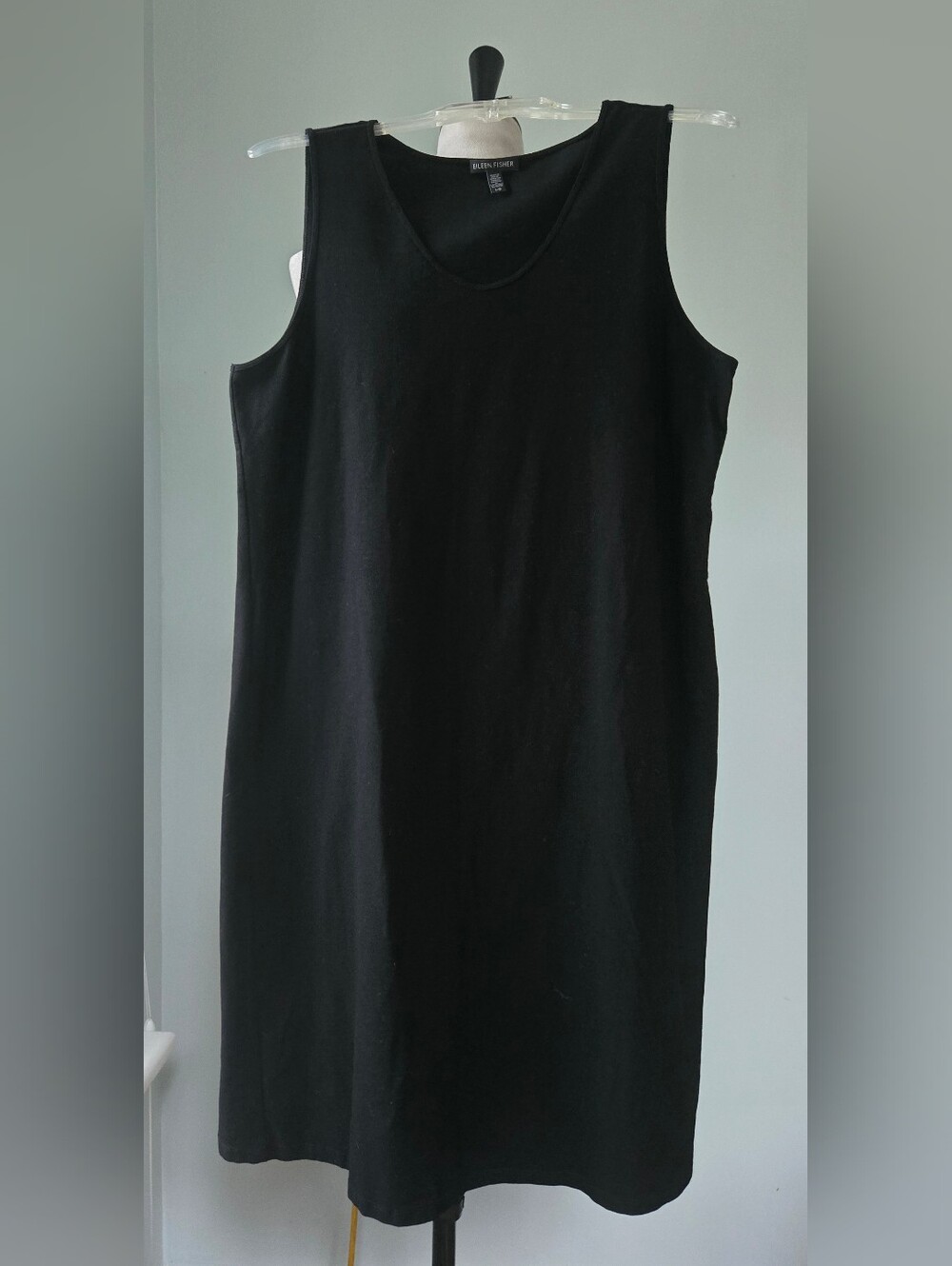 Eileen Fisher scoop neck tank dress lagerhook 39" length black sz L